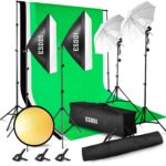 ESDDI Lighting Kit Adjustable Max Size 2.6Mx3M Background Support System 3 Color Backdrop Fabric Photo Studio Softbox Sets Continuous Umbrella Light Stand with Portable Bag