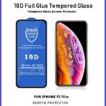 iPhone Xs Max  10D, 6D Full Glue Glass Protector Black