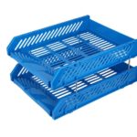 2 Tier Letter Tray Stackable File Magazine Holder Document Organizer A4 File Organizer Plastic Front Load File Holder