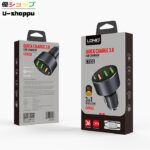 LDNIO C703Q 3.6A Three Ports Black Car Charger With One QC3.0 ports with iPhone Cable