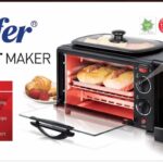 Sonifer SF-4004, 3 in 1 Breakfast Maker Multi-function: Broils- Roasts-bakes Grills frying, Coffee maker Oven capacity: 9.0 L Coffee maker / Tea maker capacity: 6 cup ,230 C° Grill pan with glass Lid 30 mins timer with bell ring Indicator light