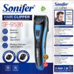 Sonifer Hair & Beard Trimmer SF-9537, Titanium coated fixed blade, Four clip-on comb guide 3/6/9/12mm, Turning wheel for fine adjustment cutting length control 0.8/1.1/1.4/1.7/2.0mm .Cordless operation .