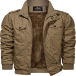 HJWWIN Men's Winter Military Jacket Fleece Lining Warm Coat Zip Up Army Cargo Work Bomber Jacket with Pockets