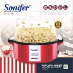 Sonifer Popcorn Maker SF-4015 .Hot plate popcorn .You can add butter, oil, sugar, salt etc. .Mixing with electric stirring rod .Nuts and spices .It only takes 3-5 minutes .Non stick coating, easy to clean AC 220-240V 50/60Hz 700W