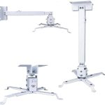 Universal Projector Mount Wall or Ceiling Bracket with Adjustable Height and Extendable Arms Tilt DLP LCD Projection Mount for Home and Office