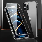 Metal Frame Double Sided Glass Magnetic Phone Case For iPhone 14 13 12 11 Pro Max X XS  8 7 14 Plus 13 12Mini Camera Lens Cover